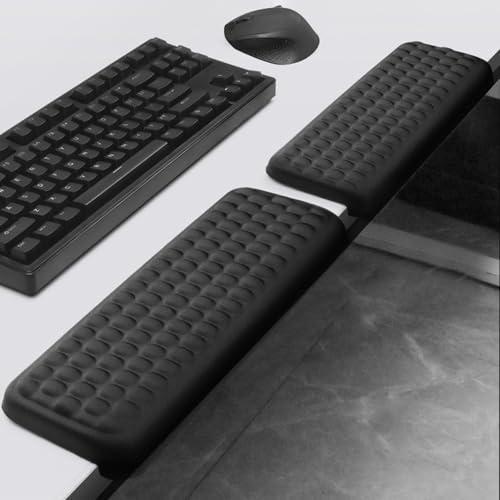 2Pcs Repose Poignet et Coude Bureau en L, Coussins Ergonomiques en Mousse à Mémoire, Repose-Bras Antidérapant pour Clavier Souris Poignet Avant-Bras et Main, Accessoire Bureau Confort