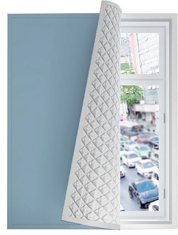Vnook Winter Kälteschutzfolie, Schallschutzvorhänge Fenster, Winddichter Kalte Warmer Vorhang, Kein Lochen nötig, für Balkon Wohnzimmer Schlafzimmer, Kälteschutz, Schallschutz(Blue,90 * 150cm)