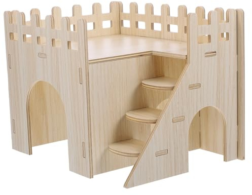 FRCOLOR Cabane Bois pour Hamster et Petits Rongeurs Cachette Résistante et Nid Confortable pour Cochons Hérissons et Souris Maison Bois Naturelle pour Cage Intérieure