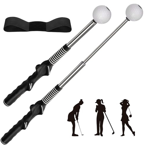 NYOSLB Golf Swing Trainer, Retractable Golf Swing Training Aid Speed Stick with Arm Posture Correction Band for Men Women Chipping Hitting Indoor Outdoor Use
