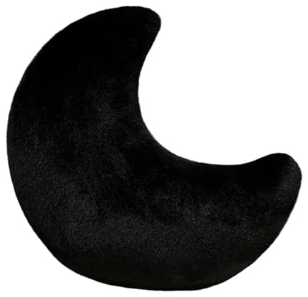 Xiyocadt Mond Kuscheltier Kissen, Plüschkissen Mond Plüschtiere, Flauschig und weich, Dekokissen, Deko Kinderzimmer – Geschenk für Mädchen & Jungen (50 x 40 cm,Schwarz)