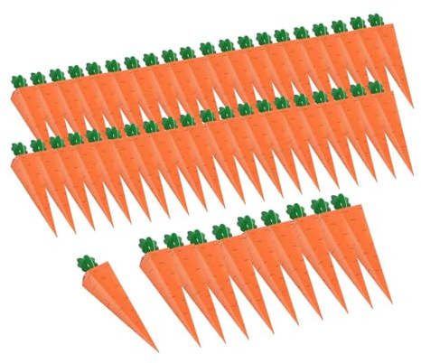 MotiveTech 50 Pcs Easter Treat Boxes Carrot Shaped Paper Candy Boxes Decorative Cute Cone Cardboard Box for Cookie Goodie Candy Sweet Party for Easter Egg Hunts Picnics Gift Party Favours
