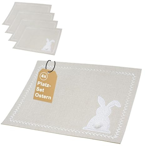CULT at home Filz Tischsets Ostern Deko 45 x 35 cm - 4 Stück Platzset Tischset Placemate Platzdeckchen – Osterhase Osterdeko Tischdeko Frühling – Dekoration und Schutz Esstisch Wohnzimmertisch