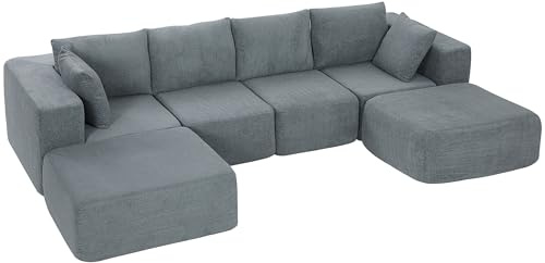 HOMCOM Ecksofa mit Schlaffunktion U-Form 294 cm Sofa 4-Sitzer Dunkelgrau