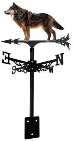 Veleta Colorida con Forma De Lobo, Veleta Rústica para Tejado, Indicador De Dirección del Viento para Exteriores, Ideal para Cobertizos, Jardines Y Decoración De Patios (44) 144