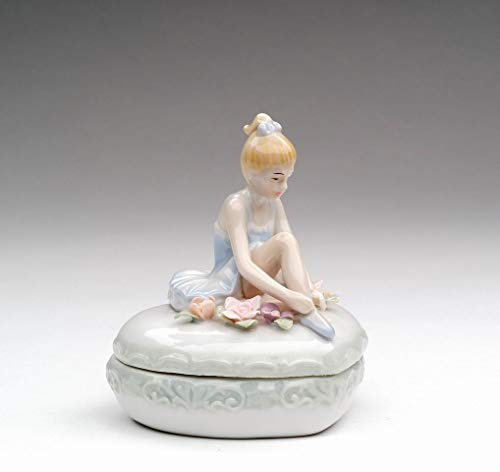 Cosmos Gifts Fine Porcelain Ballerina Ballet Girl Ballet Dancer Keepsake Trinket Box Figurine, 3-1/2 in