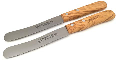 H. Herder 2 Solingen Buckelsmesser Frühstücksmesser 22cm Wellenschliff - 1,5mm stark rostfrei Olive