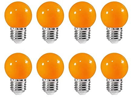 Farbige 2W E27 G45 LED Leuchtmittel, e27 Beleuchtung Glühbirnen, bunte glühbirnen für Hochzeit Halloween Weihnachten Party Bar, Wasserdichte Lichterkette für Innen und Außen Bereich, Orange 8 Stück