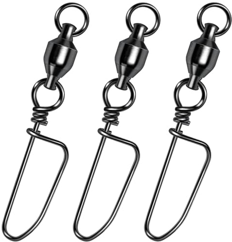 Alwonder 20-Pack Ball Bearing Swivels with Snaps, Fishing Snap Swivels Fishing Tackle Saltwater Freshwater Coastlock Snaps Barrel Swivel Leader Connector Downrigger Planer Release Clips 78LB