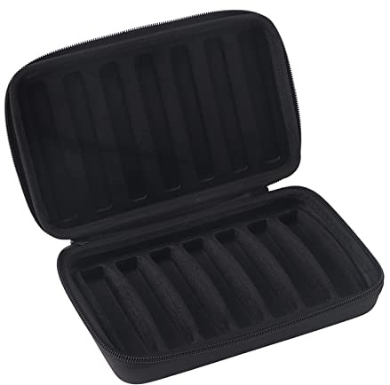 Harp Tasche,Mundharmonika Aufbewahrungskoffer PU Leder Mundharmonika Tragetasche mit Reißverschluss 10 Loch Mundharmonika Aufbewahrungstasche für 7 Mundharmonikas Schwarz