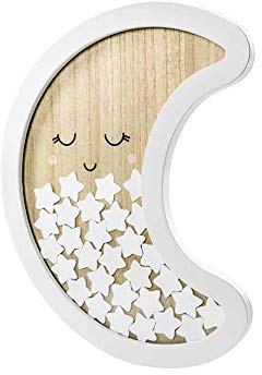 PartyDeco - Libro de visitas de madera (385 x 30 cm), diseño de luna