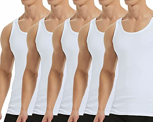 Falechay Débardeur Homme Lot de 5 Maillot de Corps 100% Coton Musculation | Sport Maillot de Corps Toutes Les Tailles et Les Couleurs,Debardeur Homme