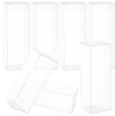 BENECREAT 30 st genomskinliga bröllopslådor 5 x 5 x 15 cm rektangel PVC genomskinliga presentlådor för godis choklad alla hjärtans dag presentinslagning