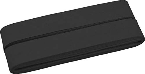 Unifarbenes Schrägband, Baumwolle, vorgefalzt, 20 mm breit - 2 Packungen á 5 Meter, Schwarz