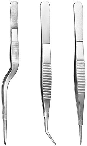 Cooking Tweezers Precision Tongs，3 Pieces Stainless Steel Tweezers Precision Tongs for Cooking Culinary Medical Beauty(6.3-Inch)