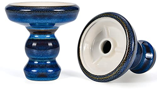 Cazoleta Cachimba Phunnel Cabeza Shisha - Kitosun Pivot Tazón de Barro Acristalado con Borde Compatible con HMD Provost & Foil, 15-20g Sabores de cachimba,1.5-2 horas (Denim)