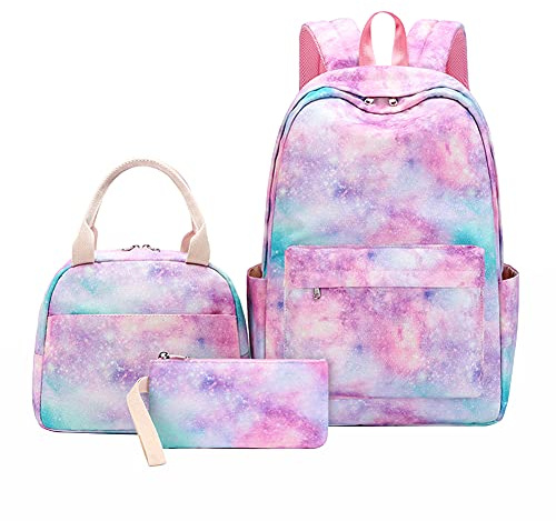 Set de Cartable 3 en 1 Sac à Dos Enfant Cartable Fille Primaire Imperméable Sac pour lécole Loisir Voyage Scolaire Sac à Lunch Sac à Crayons (Fuchsia)