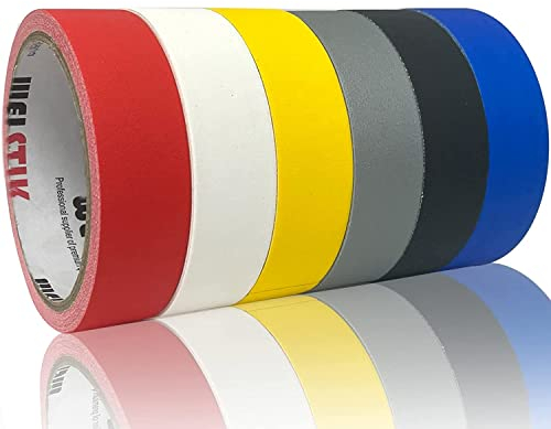WELSTIK Buntes Gaffaband Mattes Stoffband 25 mm x 9.14 m, 6 Stück, zum Reparieren, Bündeln und Befestigen, Nicht reflektierend, rückstandsfrei
