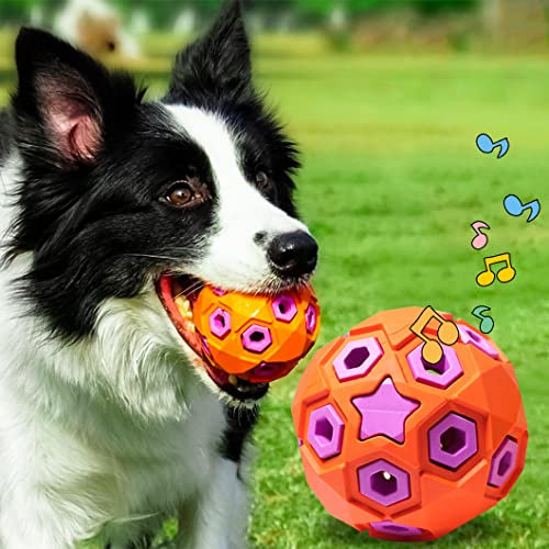 Rolin Roly Dog Ball Toy Dog Toys with Bells Inside Chew Toys Jumping Interactive Balls Durable Rubber Ball for Cats Small Medium and Large Dogs