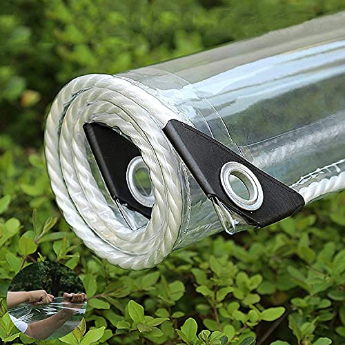Transparente Plane Abdeckplane,Pflanzenschutz Regen-Vorhänge,PVC Glas Klare wasserdichte Tarps mit Ösen,Schutzplane Für Gartenmöbel,Kältebeständig,Regenfest,Frostschutzmittel (2.2x5m/7.2x16.4 ft)