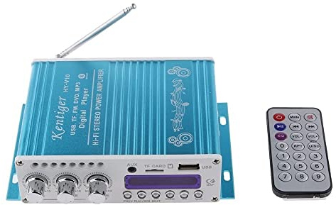Fasizi Mini Bluetooth Hi-Fi Stereo Audio AMP Amplificatore Bass Booster MP4 12V Supporto FM MP3 TF USB Dvd per Auto Moto -Blu