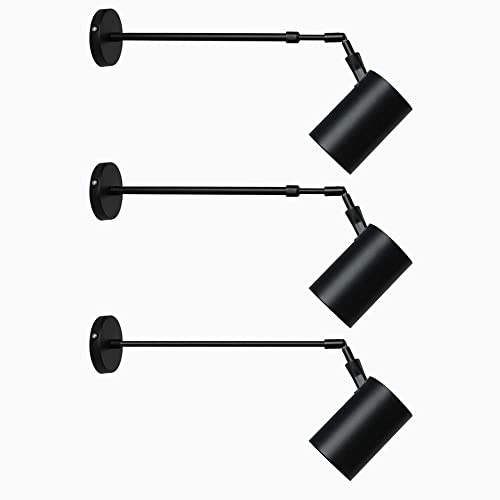 WFZRXFC 3 Stück verstellbare Spotlight Fixture Nachttisch-Leselampe, 180 + 90 ° schwenkbare Decken- / Wandlampen, Teleskop-Aufbauspot, für Wohnzimmer, Schlafzimmer, Kopfteil, Schwarze Wandlampen