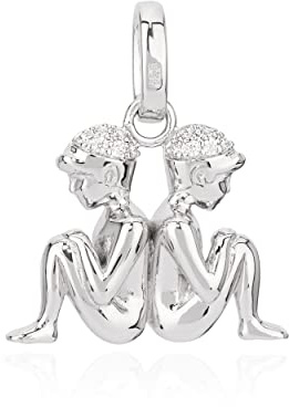 NKlaus Kettenanhänger Sternzeichen 925 Silber Zirkonia Weiß Horoskop Zodiak