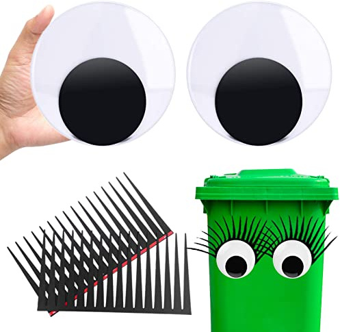 EQLEF 7 Pollici Occhi Mobili Adesivi, Occhi Finti Realistici con Ciglia Occhi Finti Adesivi Adesivi Occhi Occhi Mobili per Bin Refrigeratori Halloween Door Decor (Confezione da 4)