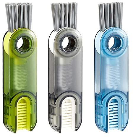 3-in-1 Multifunktionale Reinigungsbürste,3 Pcs Flaschenbürste Wasserflaschen-Reinigungsbürste Mini Multifunktional Spalt Detailpinsel Sauberere Werkzeuge für Babyflasche Becherabdeckung