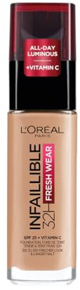 L'Oréal Paris Grundierung Infaillible 24H Fresh Wear Make-up 220 Sand, 3er Pack (3 x 30 ml)