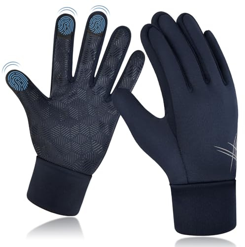 EEFOW Kinder Winterhandschuhe Touchscreen Thermo Handschuhe: Kinderhandschuhe Outdoor Sport Fahrradhandschuhe Warme Laufhandschuhe Winddichte mit Anti-Rutsch für Junge Mädch Fahrrad Blau 4-6 Jahre
