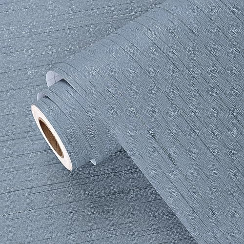 Yullpaper Papel tapiz azul para sala de estar o dormitorio, 40 cm x 800 cm, papel tapiz texturizado autoadhesivo azul con líneas plateadas, rollos de plástico adhesivos, cubierta de gabinete de