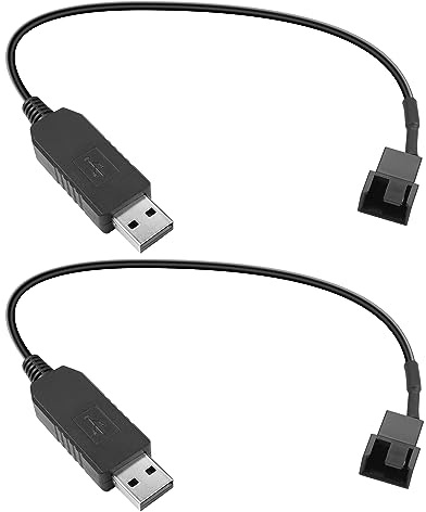 YACSEJAO PWM 12V USB Lüfter Step-Up Anschlusskabel 2Pack Full Speed 12V Step-Up USB auf 3Pin/4Pin PC Lüfter Sleeved Power Adapter Kabel