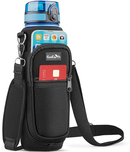 EcoEarth - Water Bottle Holder with Strap - Water Bottle Carrier Bag for Hiking - Crossbody Hydration Pouch with Phone Holder