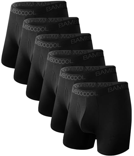 BAMBOO COOL Moisture-Wicking Soft Men's Underwear Boxer Briefs for Men With Open Fly Pouch (6 pack) L
