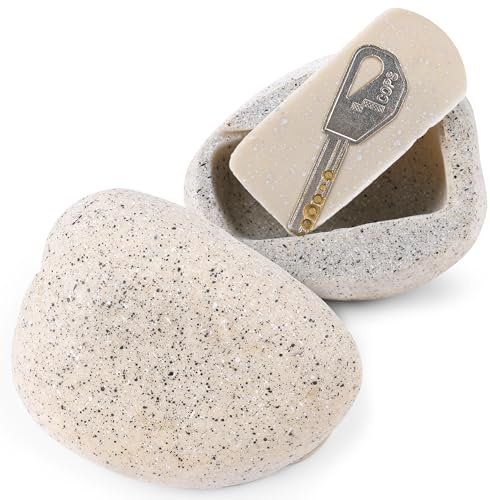 BarGifts Fake Rock Key Hider Safe for Outdoor Garden or Yard, Large Size Fake Stone Hidden Safe - Looks Stone- Hide A Key Outside in Rock