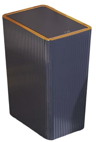 LOVIVER Poubelle étroite poubelle de salle de bain avec couvercles conception Simple conteneur à ordures Type de presse corbeille à papier pour entrée chambre, 15L Bleu