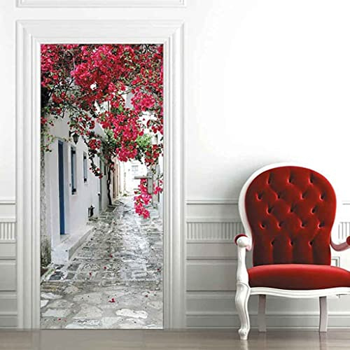 3D Puerta Arte Autoadhesivo Puerta Pegatinas Pósters Murales Wallpapers Wall Stickers Foto Calle Flor Vid Hombre Paisaje 80 X 200 Cm Puerta De Pvc Extraíble Para Salón Dormitorio Baño Cocina Oficina