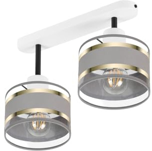 alfalux Deckenlampe Mit 2 Lampenschirmen LED Deckenleuchte Leuchte Lampe Wohnzimmerlampe Schlafzimmerlampe Wohnzimmer Schlafzimmer Badezimmer Küche Deckenleuchten TI-3306WE-GRGR Grau/Grau