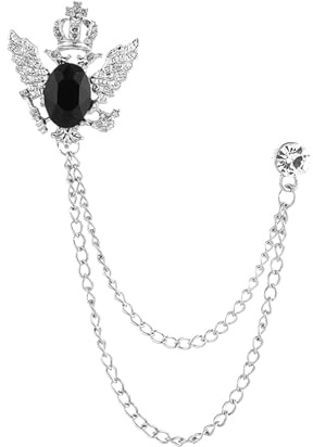 Harilla Anzug-Brosche mit Kette, Herren-Revers-Brosche, Metall-Brosche, Anstecknadel, Anstecknadel für, Anzug, Mantel, Kleidung, Freund, Vater,