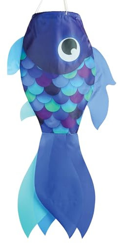 In the Breeze Windsack für Fische, 76,2 cm, farbenfroher Blauer Fischsocken, hängende Gartendekoration mit detaillierten Grafiken