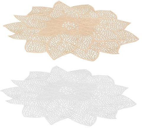 2St Glücksblumen-Esstischmatte Blumen-Tischset kleine Tischdecke Kitchen mat küchenunterlage Platzdeckchen für den Haushalt Wohnaccessoire hohl schmücken Urlaubsartikel PVC