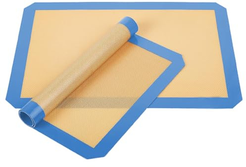Silicone Baking Mat Heavy Duty Silicone Oven Liners 42 x 29.5 cm Large Non-Stick Baking Tray Liners Easy to Clean Cookie Sheets for Baking Pack of 2 Heat-Resistant Cooking Bakeware Mat by Zuvo