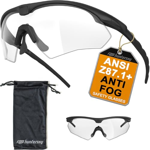 HTS HUNTERSKY S53 lunettes de sécurité anti-buée tactiques pour tir au stand - Protection balistique pour les yeux - Lunettes de protection pour la chasse, l'air doux, le pickleball, la chimie de