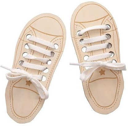 Uposao Kinder Schnürsenkel Training Holzschuh Holz Fädelspiel Fädelschuh Kinder Lernspiele Kinder Schnürsenkel üben Kinder Frühe Schnürsenkel Lehrmittel