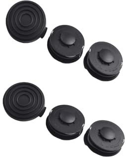 Daaxing (4 x Spulen + 2 x Kappen-Ersatzteile für ALDI Gardenline Rasentrimmer, Trimmerschnur, Nachfüllpackung, Rasentrimmer-Zubehör