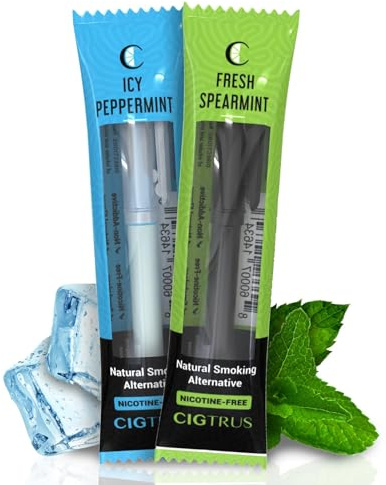Cigtrus Natural Nicotine-Free & Tobacco-Free Smoking Alternative, Non-Electric Craving Relief, Quit Smoking Aid with Cigtrus (Peppermint & Spearmint) - Pack of 2