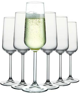 NORDIC SCHILLER Premium Sektgläser 6er Set 195ml%100 BLEI FREI Spülmaschinenfest Champagne Gläser, Glas Sektschalen, Sektflöten Glas, Wein, Champagner Set, Champagnergläser, Flute Glasses