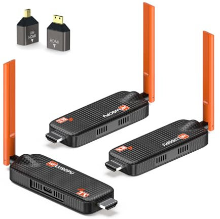 Wireless HDMI Transmitter and 2 Receivers, Support Up to 6 Receivers, 5.8G WELUSOPU HDMI Wireless Extender Casting Content for PC Laptop Camera Cable Box to Multiple TVs Monitors Projectors -165FT