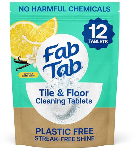 Fab Tab Hard Floor Cleaner Tablets - Pre-Measured Dissolvable Tablets for Hardwood, Tile and Vinyl Floors. Enzyme-Based Formula, Boutique Hotel Scent, Streak-Free Results